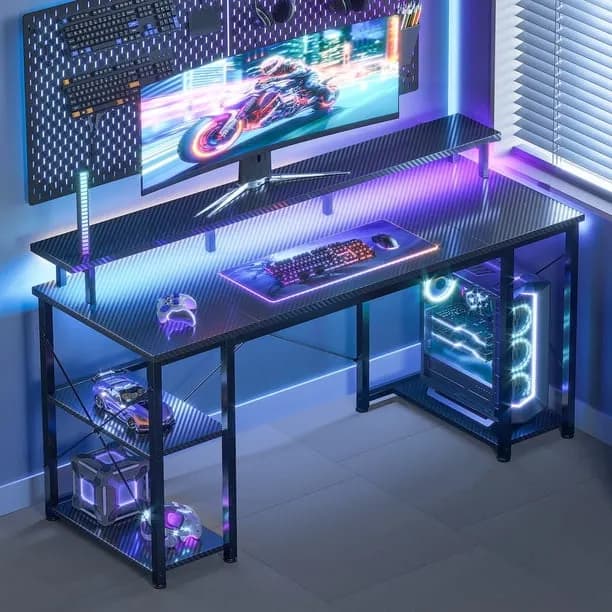Casacomoda 48 Inch Gaming Desk with LED Lights