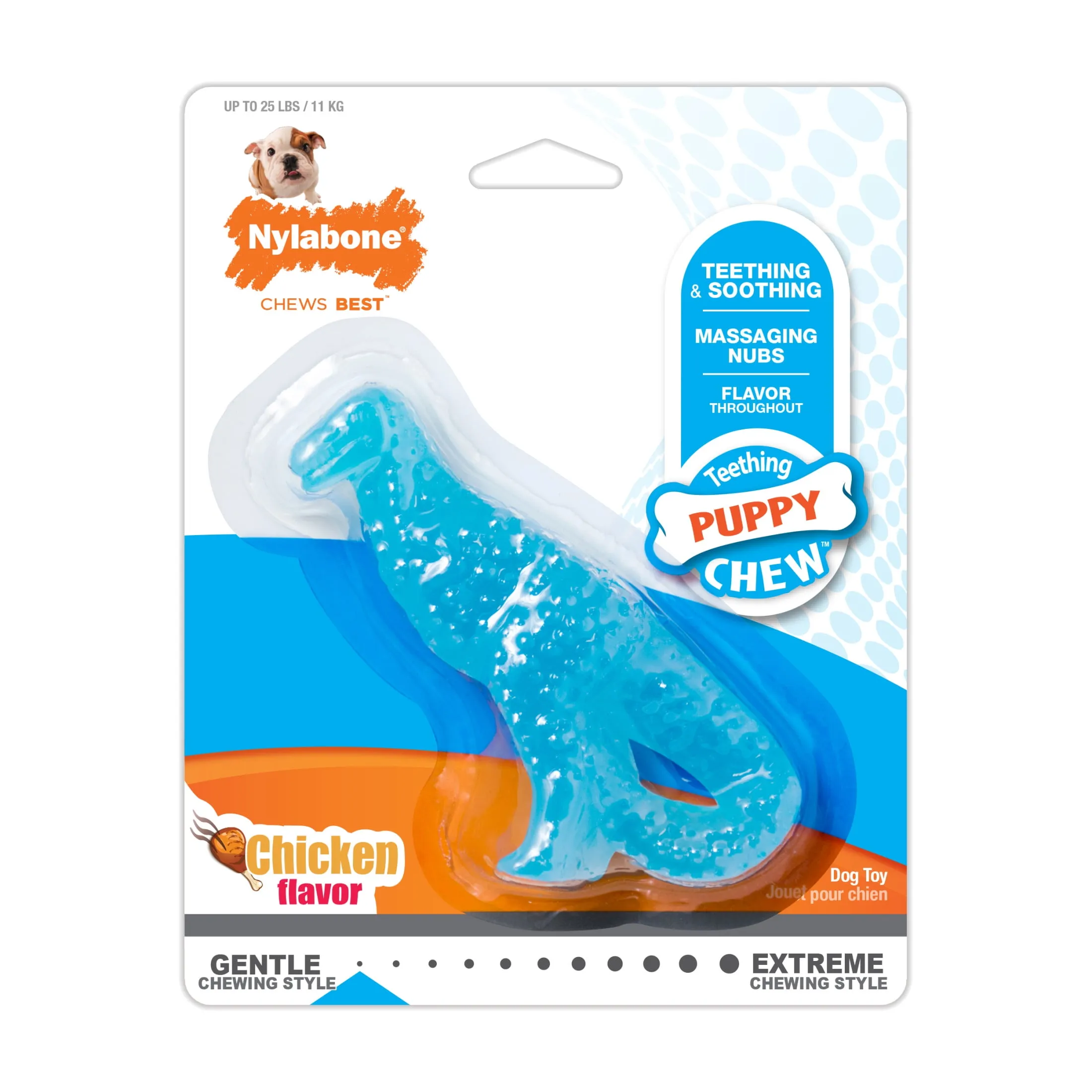 Nylabone Puppy Chew Dental Dinosaur Dog Toy, Dog Chew Toy, Chicken Flavor, Small, 1 Count