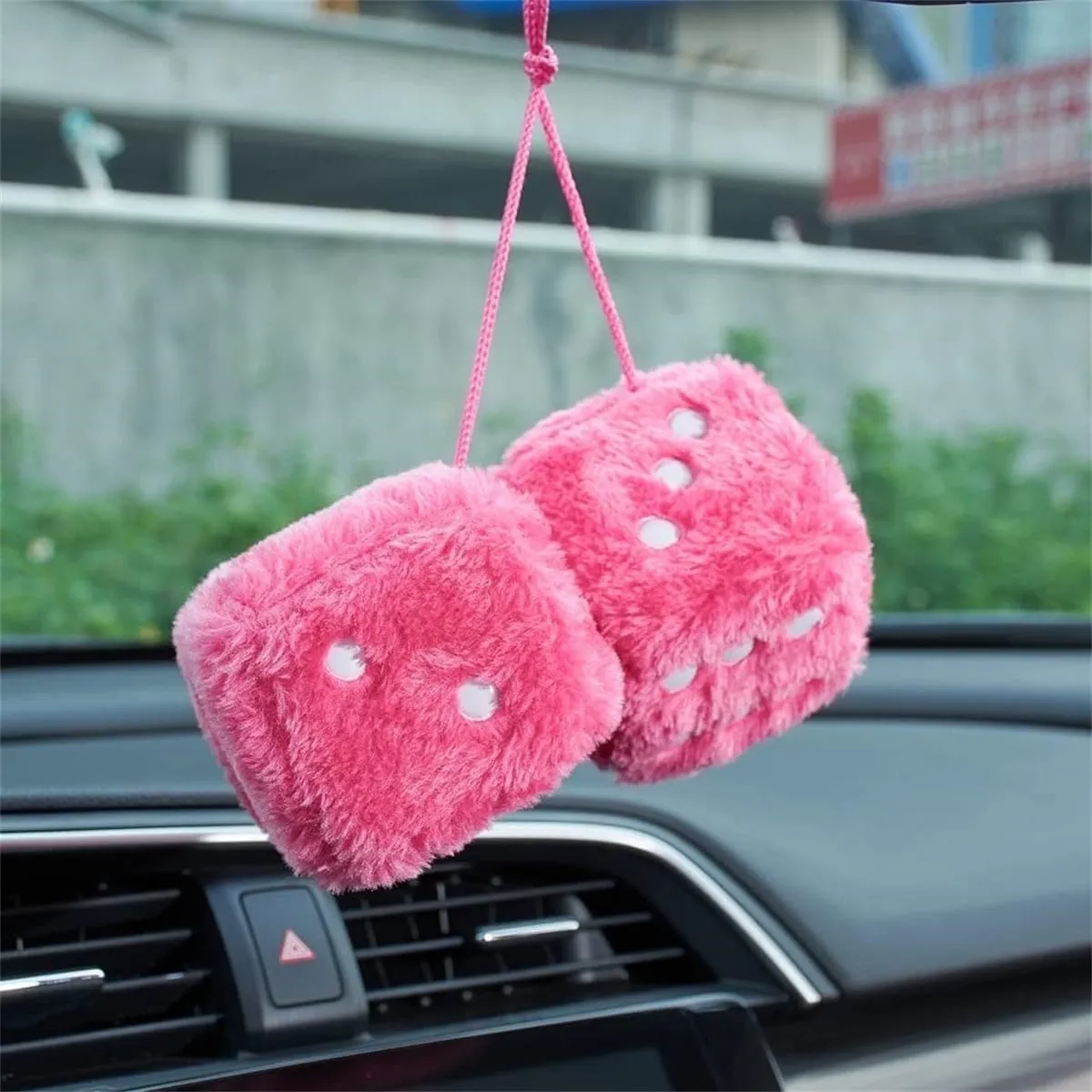 Car Hanging Furry Dicehappon Car Rear View Mirror