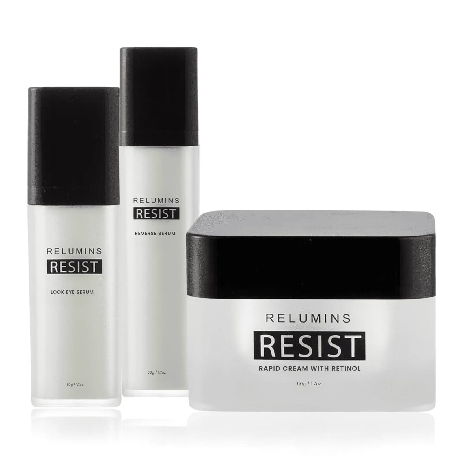 Relumins Resist Skincare Set Hydrating Face Cream, Night Mask & Smooth Serum for Daily Use Lightweight, Fast-Absorbing