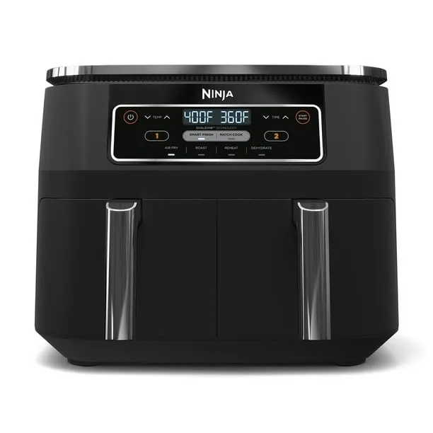 Ninja Foodi 4-in-1 Air Fryer, 8-Qt 2-Basket DualZone FlexBasket, DualZone Technology, 4 Functions, Smart Finish Cook 2 F
