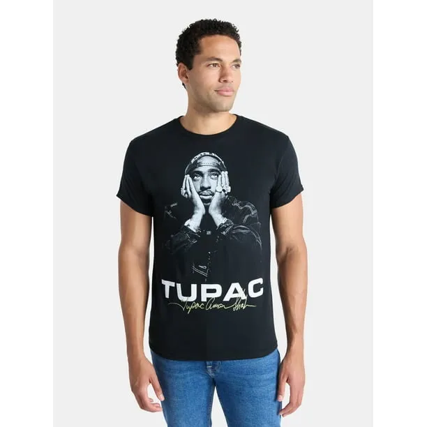 2Pac Men's and Big Men's Tupac Shakur Signature Cotton Graphic Tee, Sizes S-3XL