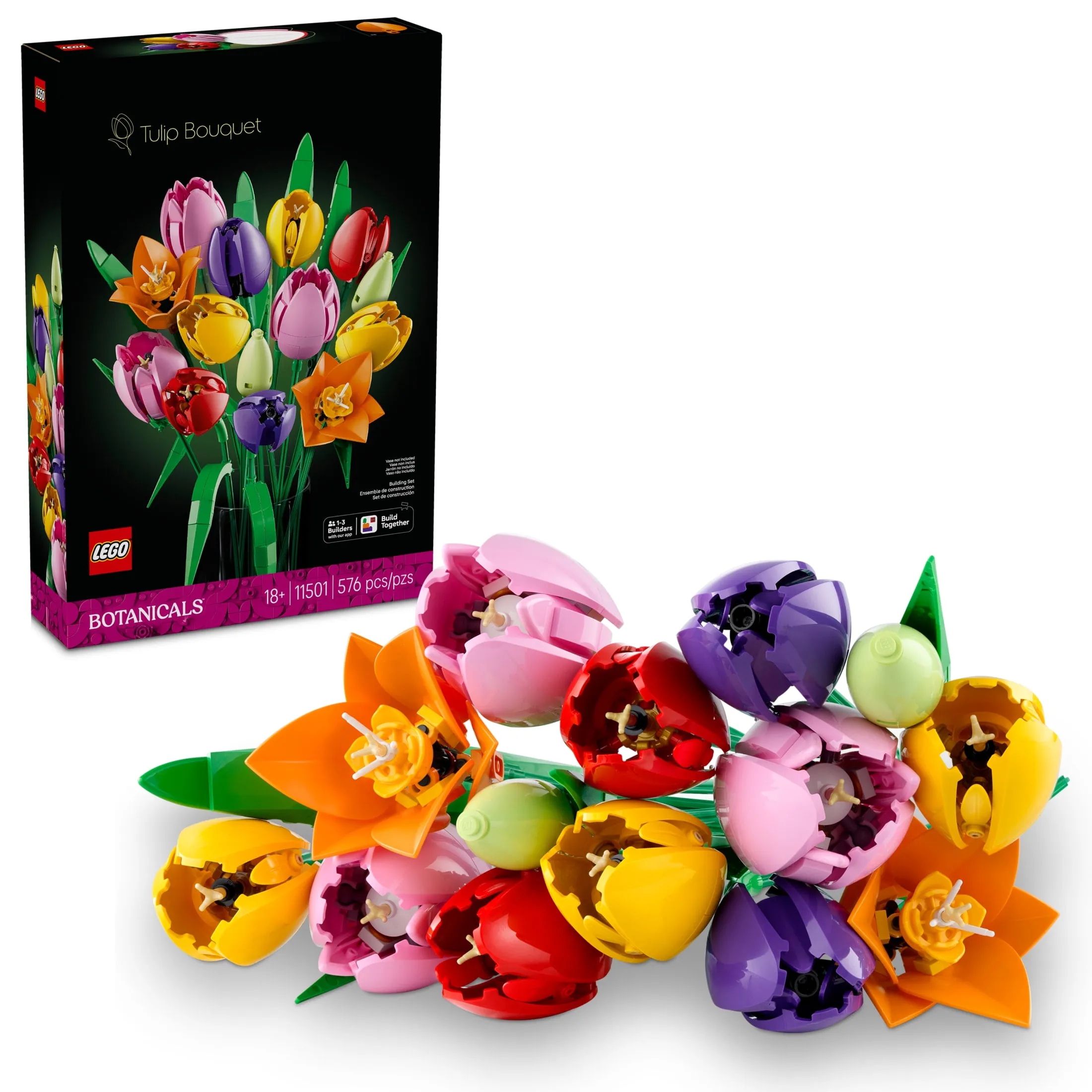 LEGO Botanicals Tulip Bouquet Building Set for Adults - DIY Bedroom, Book Shelf & Office Decor for Women & Men, Ages 18