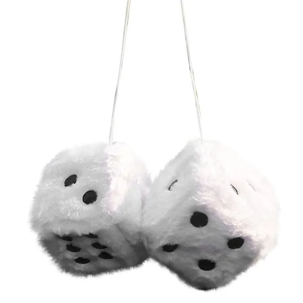 Pair Black Fuzzy Plush Dice Retro Square Car Dice