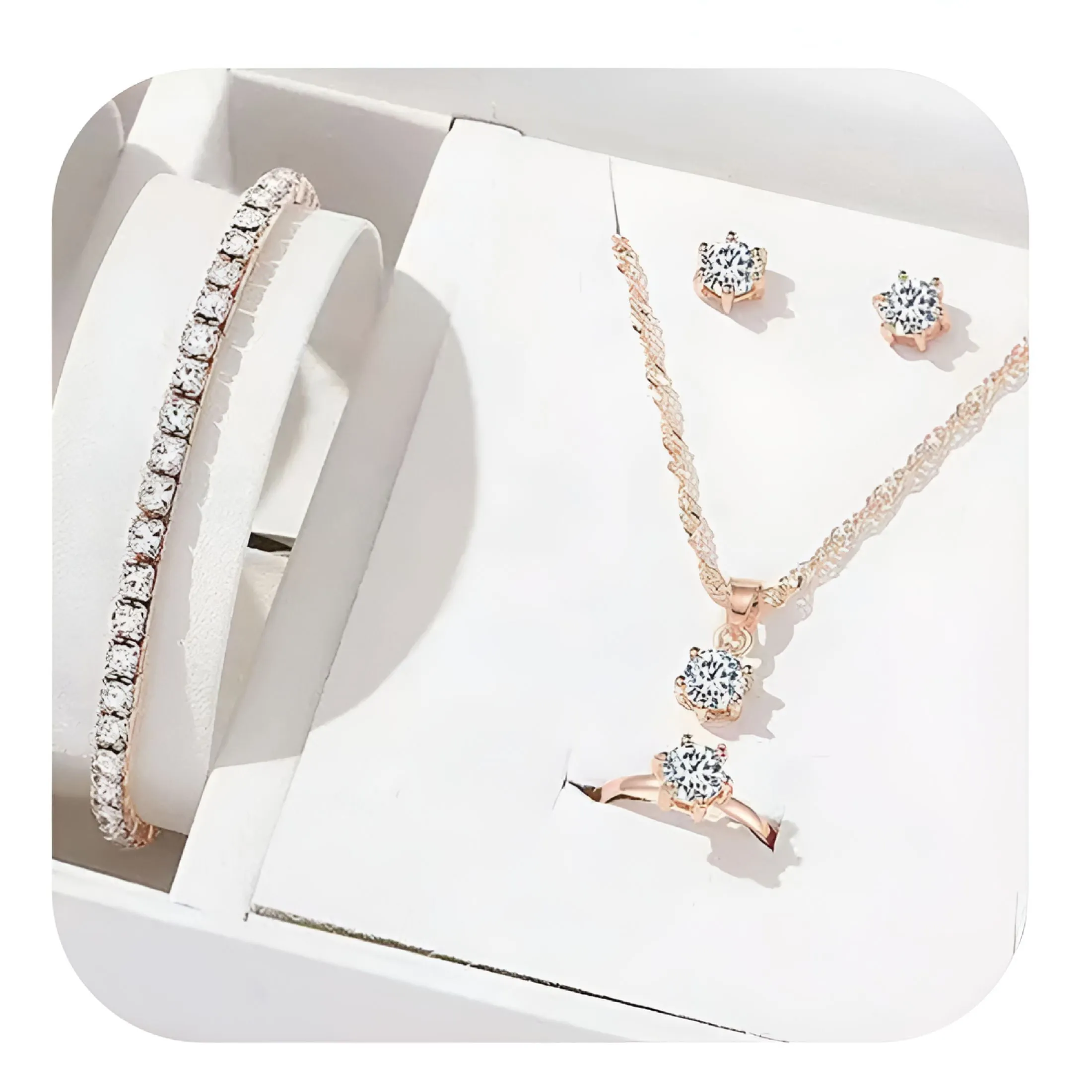 5PCS Elegant Crystal Jewelry Sets for Women