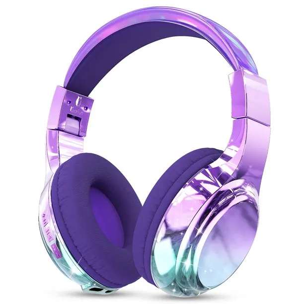 QearFun Bluetooth Headphones for Kids, Wireless Headphones with Built-in Mic, Includes Aux Cord, USB C, 3.5mm Jack, Blue