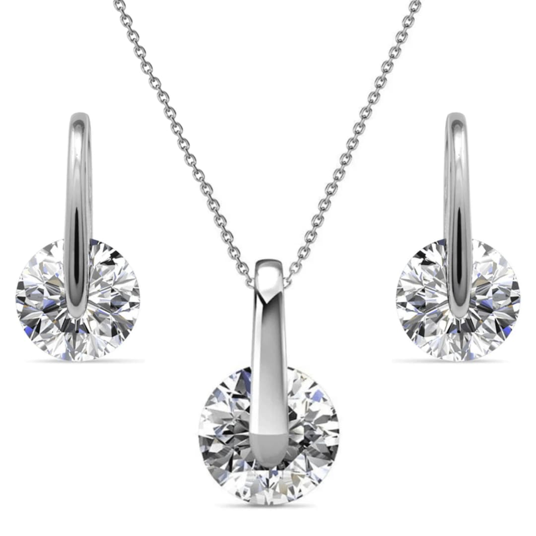 Mckayla 18K White Gold Plated Silver Jewelry Set
