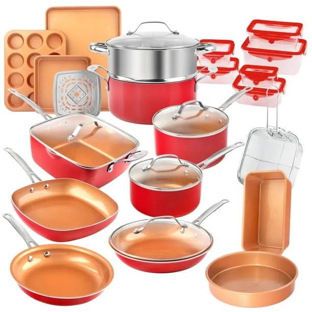 Gotham Steel 32 Pcs Pots and Pans Set Non Stick, Ceramic Pots and Pans Set, Ceramic Cookware Set with Bakeware