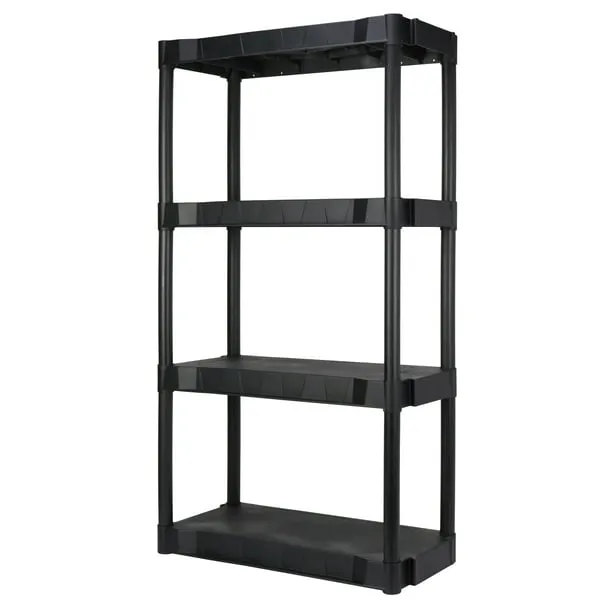 Hyper Tough Black Plastic 4 Tier Shelving Unit 280