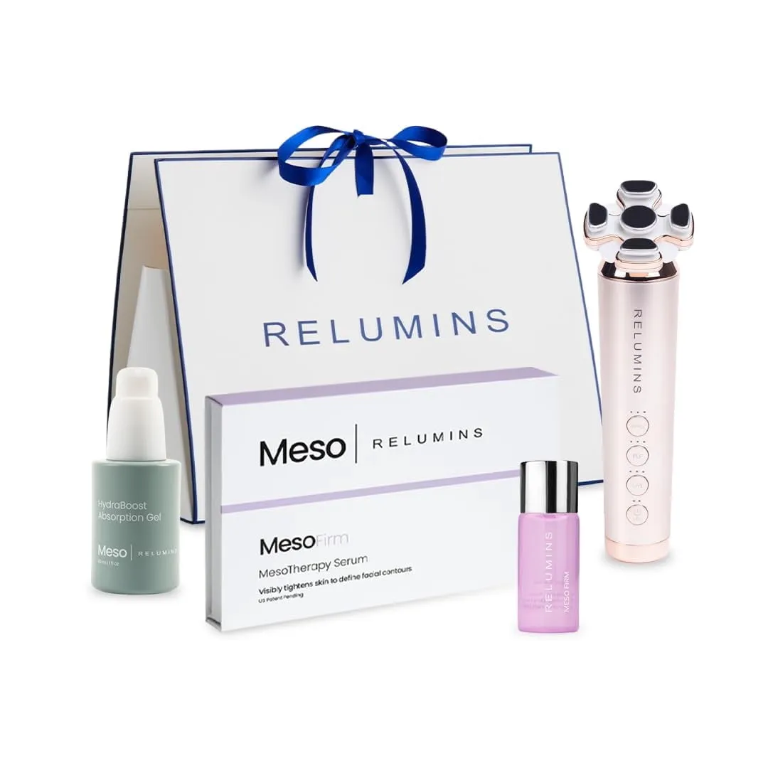 Relumins Ultimate Skin Tightening Set Complete Skincare Bundle with Meso Firm Radiantwave Device and Absorption Gel Ma