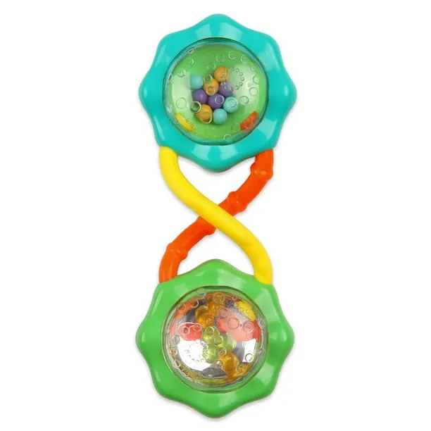 Bright Starts Rattle & Shake BPA-Free Baby Barbell Toy, Green, For Ages Newborn