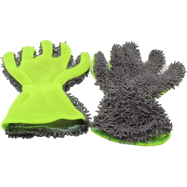 2-Pack Car Wash Mitt Scratch Free, 5-Finger Microfiber Wash Mitts, Car Interior Exterior Cleaning Gloves, Auto Chenille
