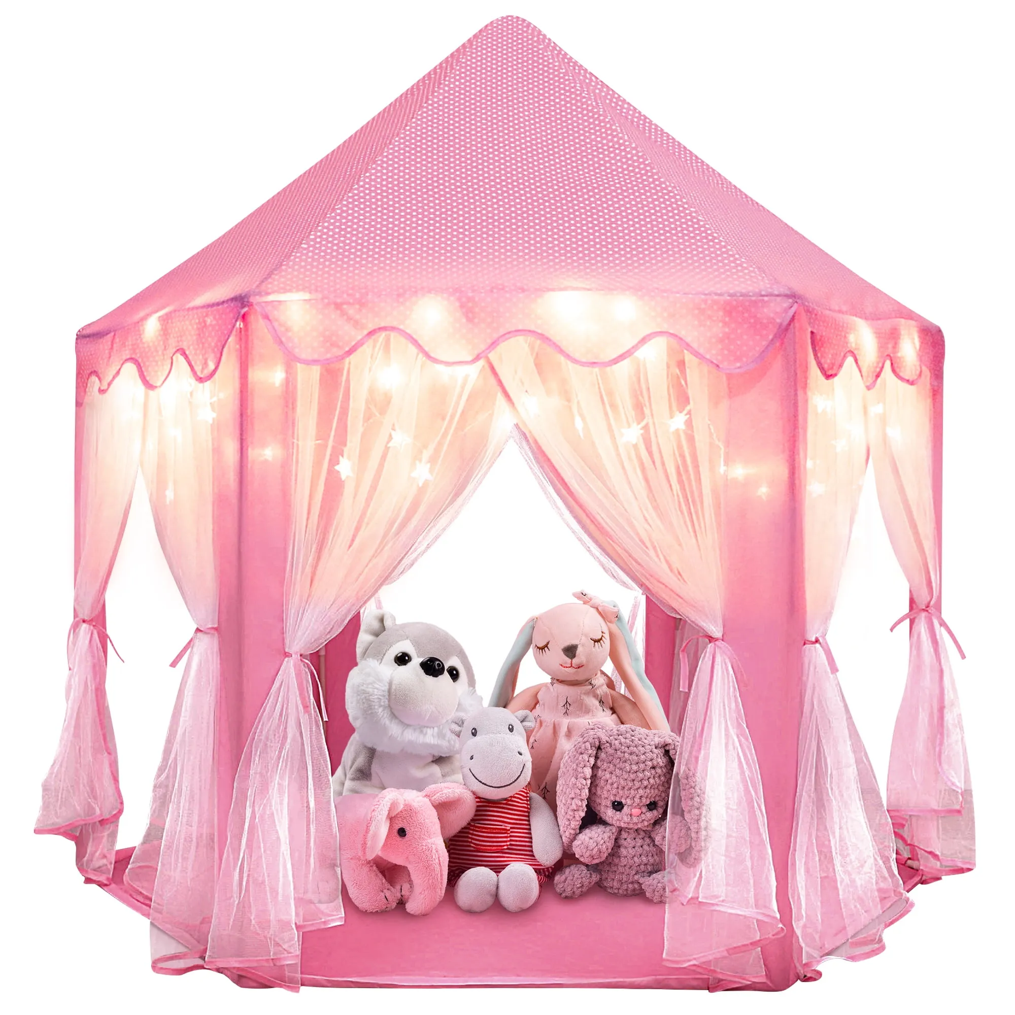 Princess Castle Playhouse Tent for Girls with LED